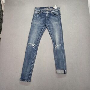 Levis Jeans Womens 25x31 Blue Skinny Low Rise Distressed Selvedge Made Japan